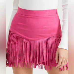 Fringe skirt pink